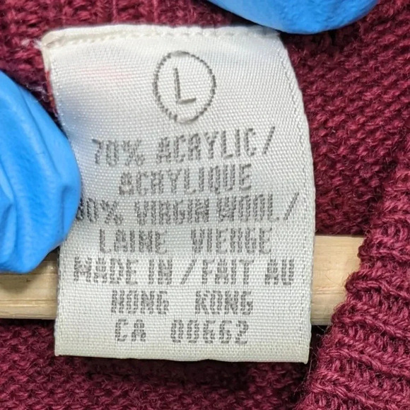 VTG Ingo Virgin Wool Blend V Neck Sweater Vest Mens Size L Burgundy Hong Kong - Picture 7 of 9